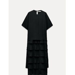 ZARA Ruffled Black Dress